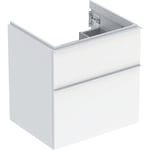 Mueble bajo Geberit serie iCon para lavabo, con dos cajones: Ancho de lavabo=60cm, Cuerpo y frontal: blanco/cubierto de alto brillo, Tirador: blanco/con pintura polvo al horno mate